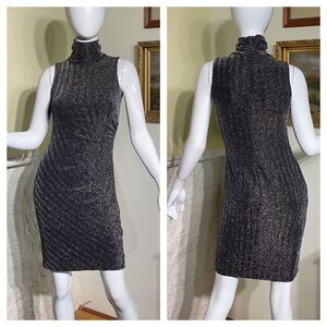Ralph Lauren Metallic Grey Bodycon Mini Dress
